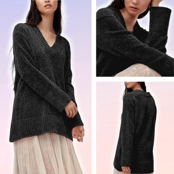 Wilfred Sweaters - WILFRED Aritzia Violetta Chenille Knit Long Oversized Sweater Size XS Black